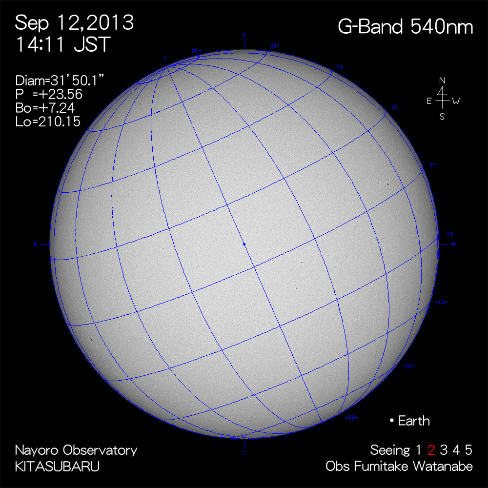 2013年9月12日540nm波長の太陽