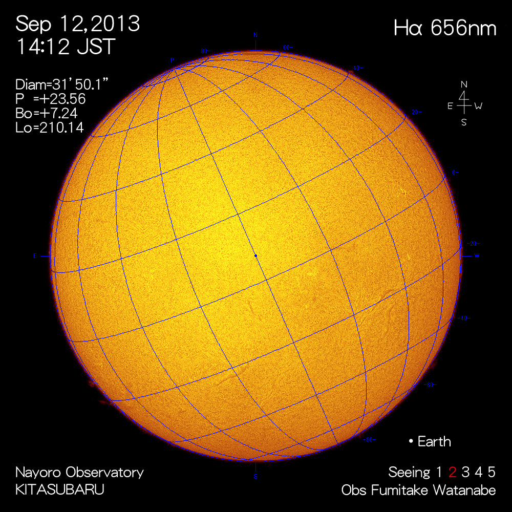 2013年9月12日Hα波長の太陽