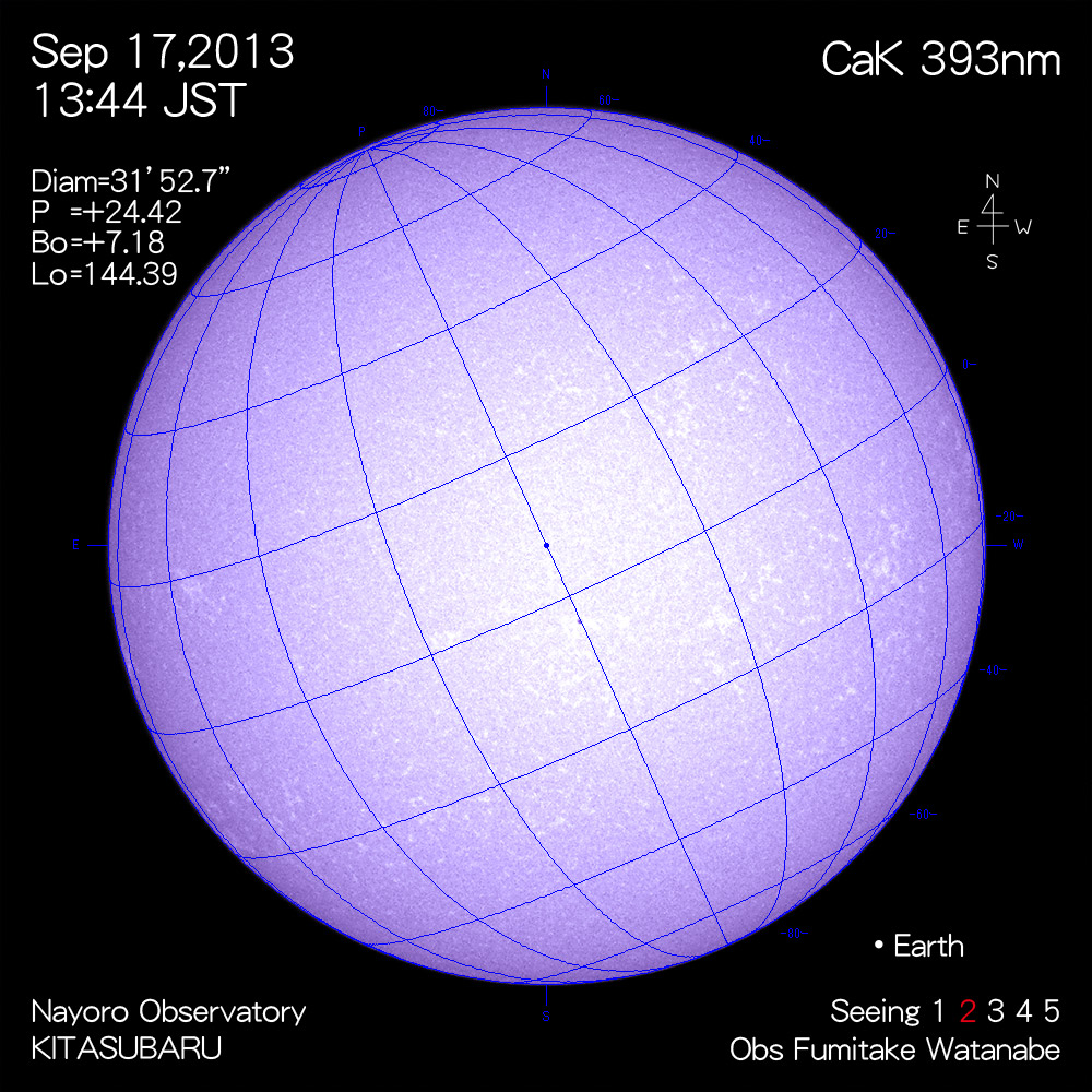 2013年9月17日CaK波長の太陽