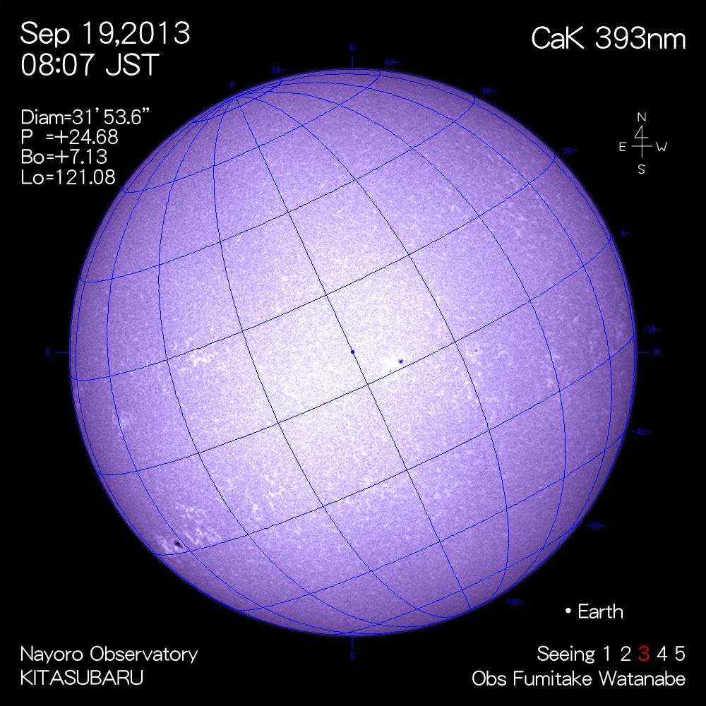 2013年9月19日CaK波長の太陽