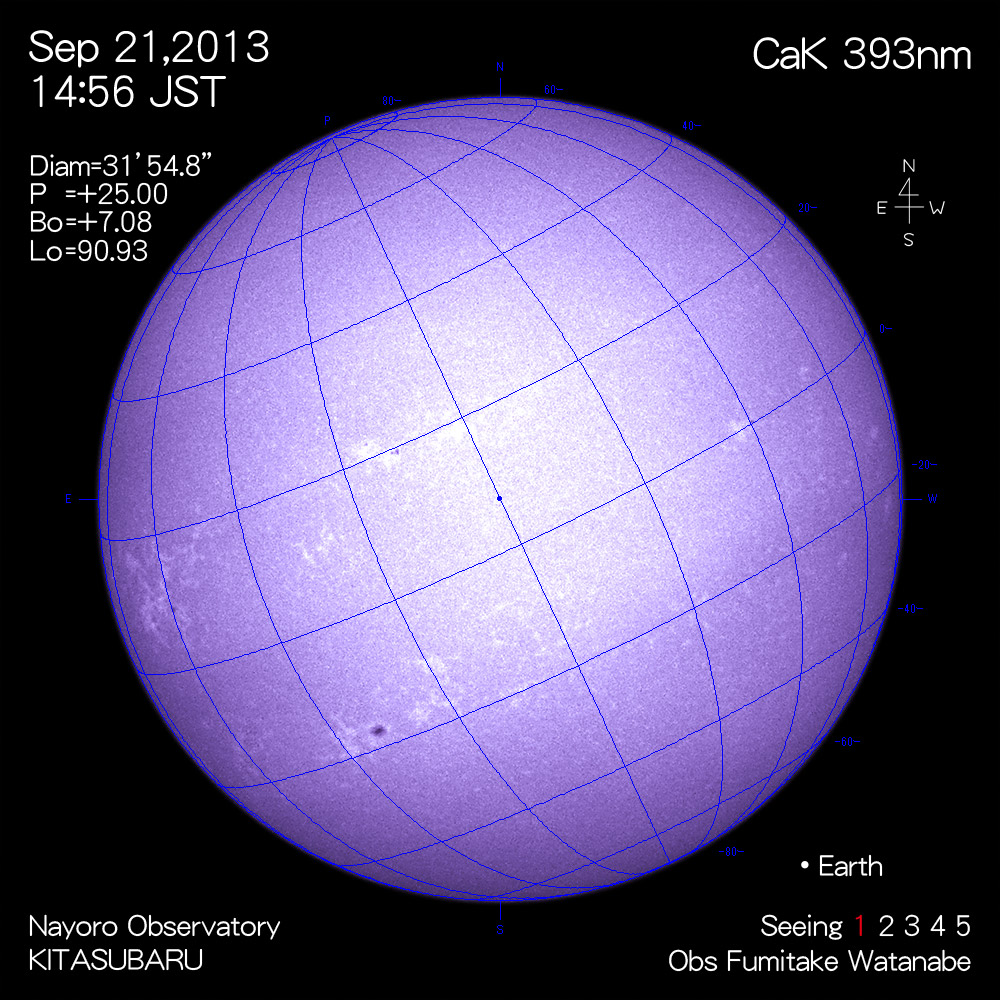 2013年9月21日CaK波長の太陽
