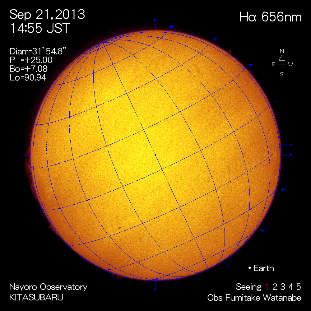 2013年9月21日Hα波長の太陽