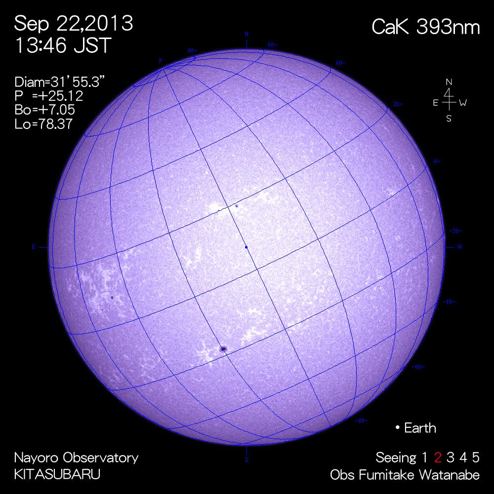 2013年9月22日CaK波長の太陽