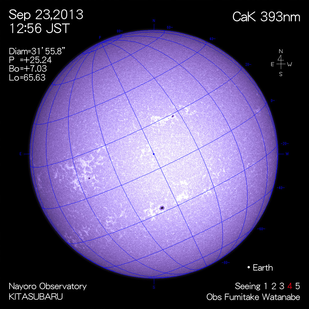2013年9月23日CaK波長の太陽
