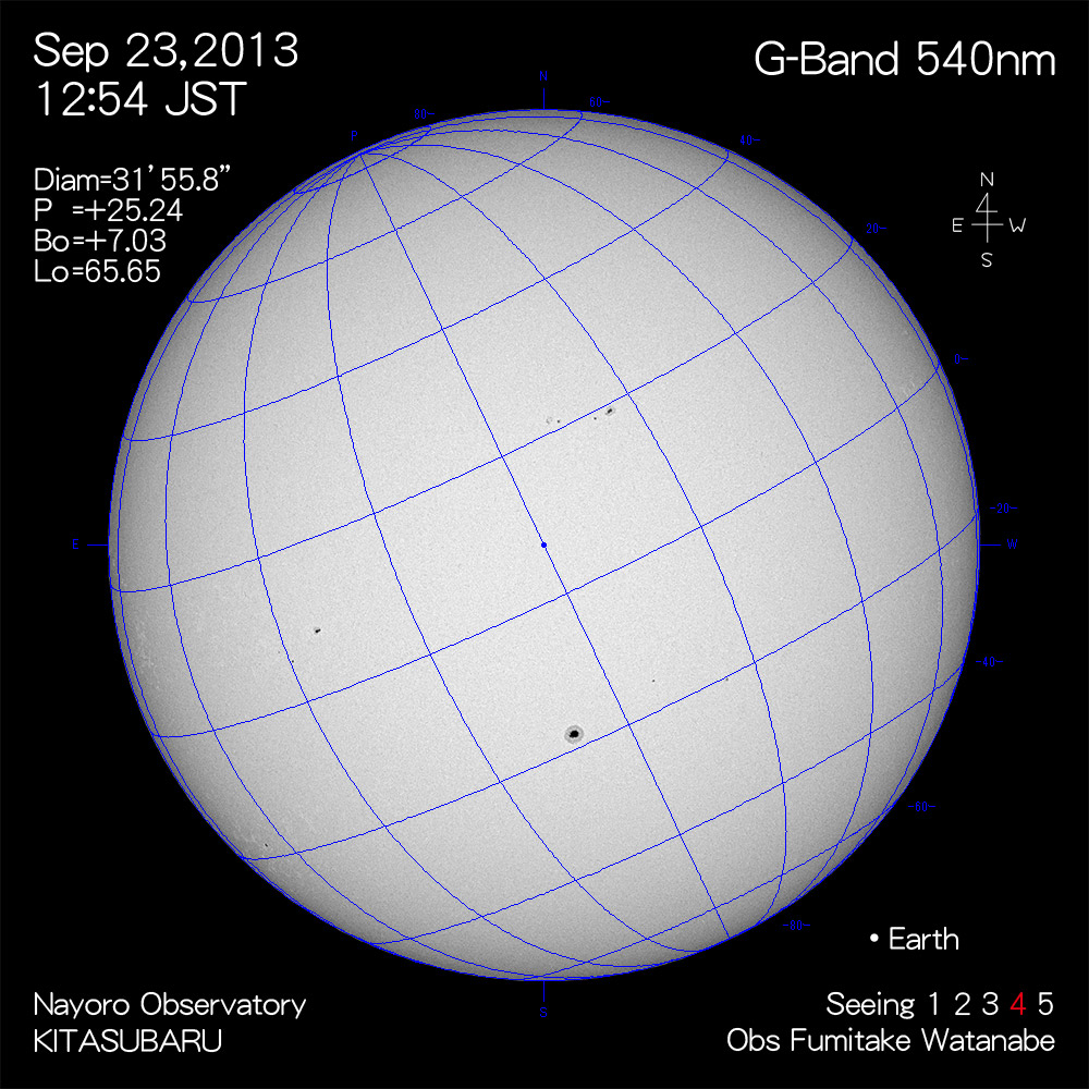 2013年9月23日540nm波長の太陽