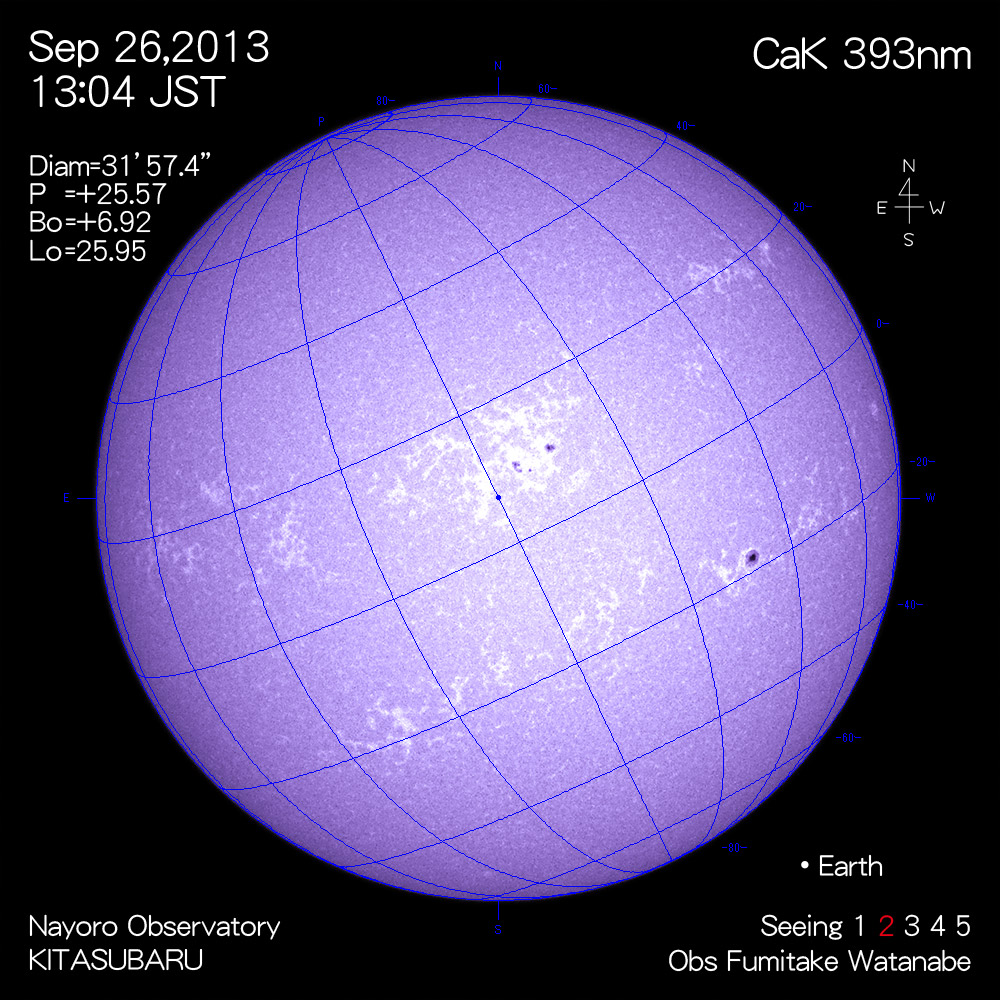 2013年9月26日CaK波長の太陽