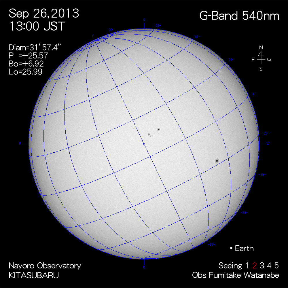 2013年9月26日540nm波長の太陽