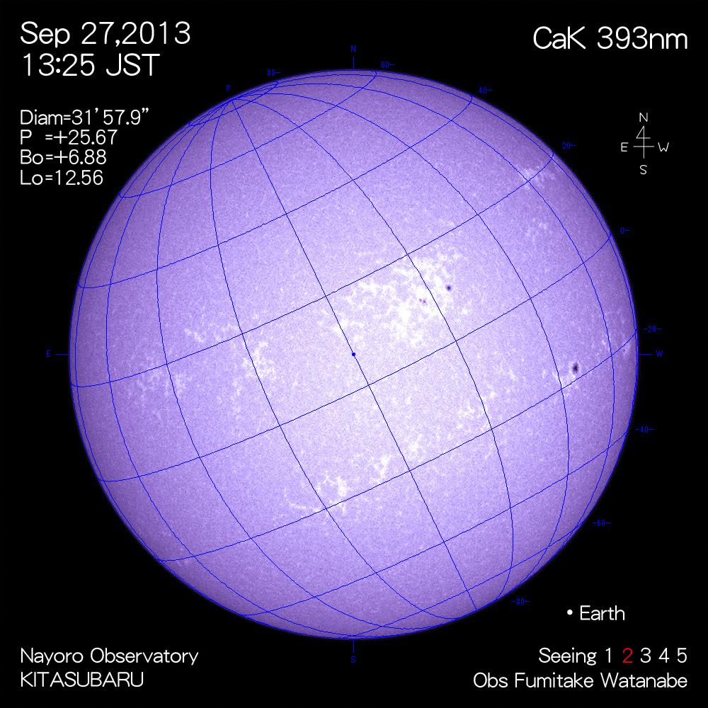 2013年9月27日CaK波長の太陽