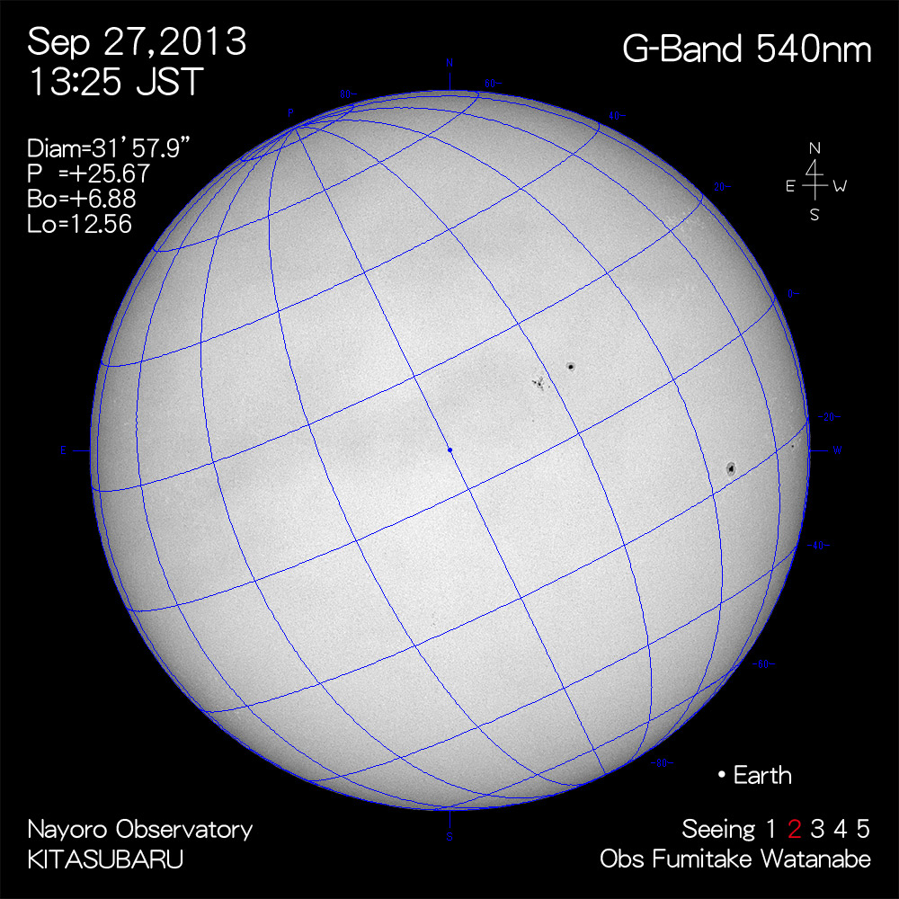 2013年9月27日540nm波長の太陽