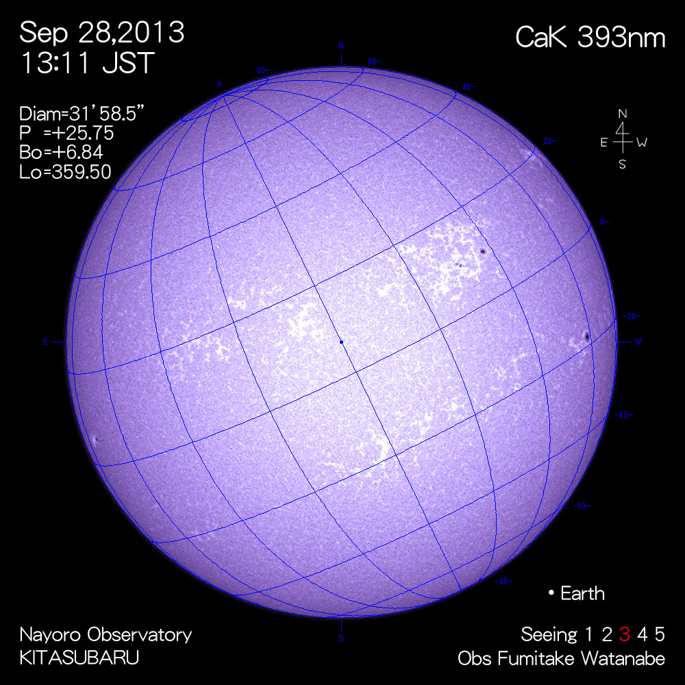 2013年9月28日CaK波長の太陽