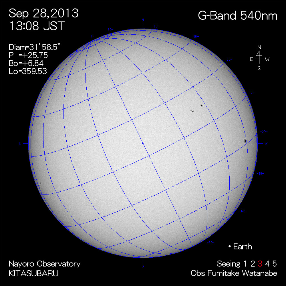 2013年9月28日540nm波長の太陽