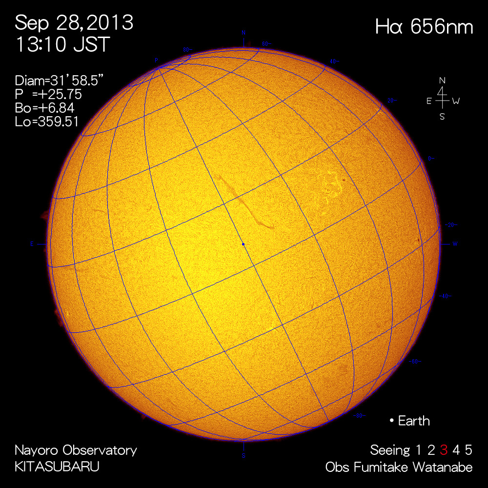 2013年9月28日Hα波長の太陽