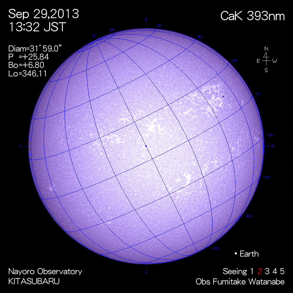 2013年9月29日CaK波長の太陽