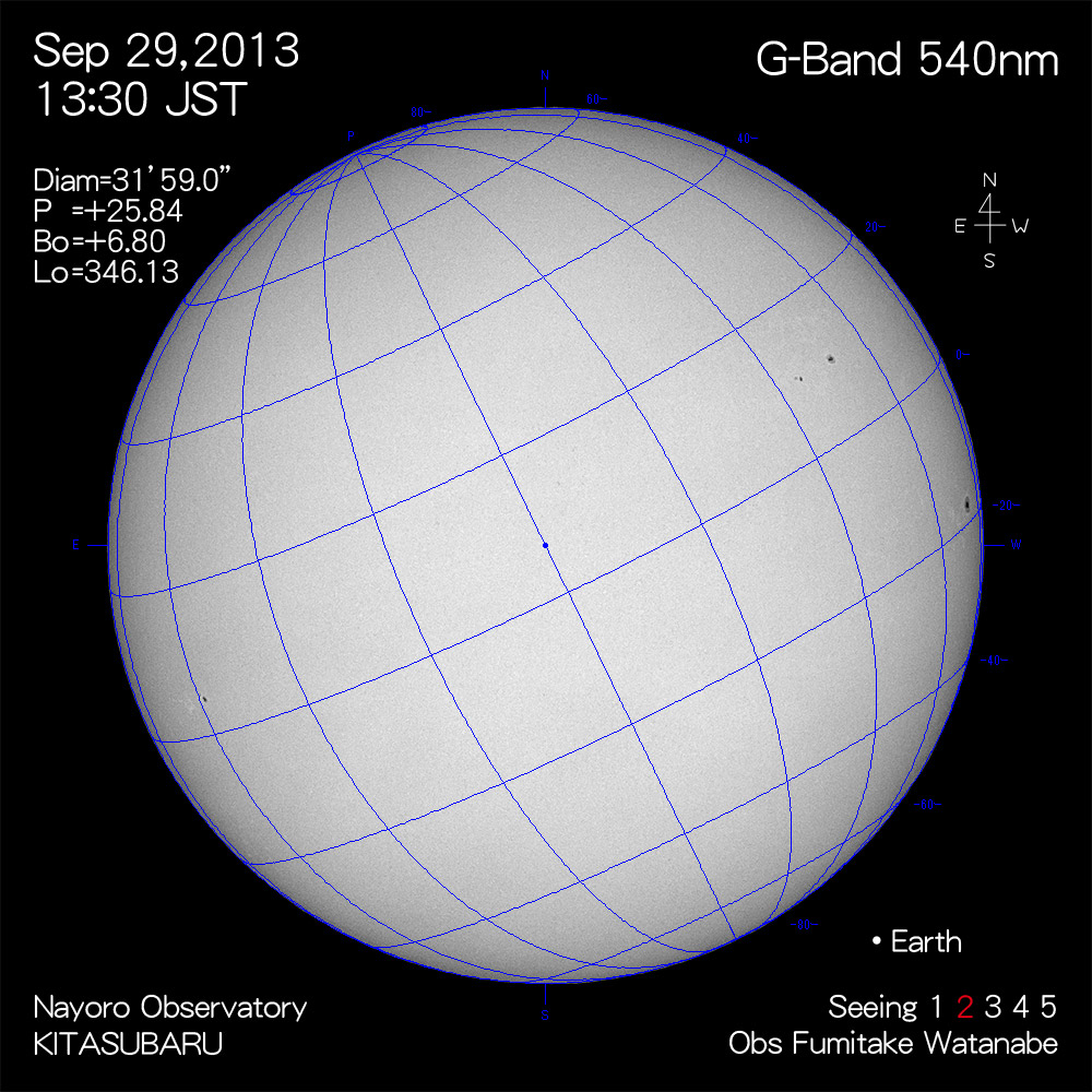 2013年9月29日540nm波長の太陽