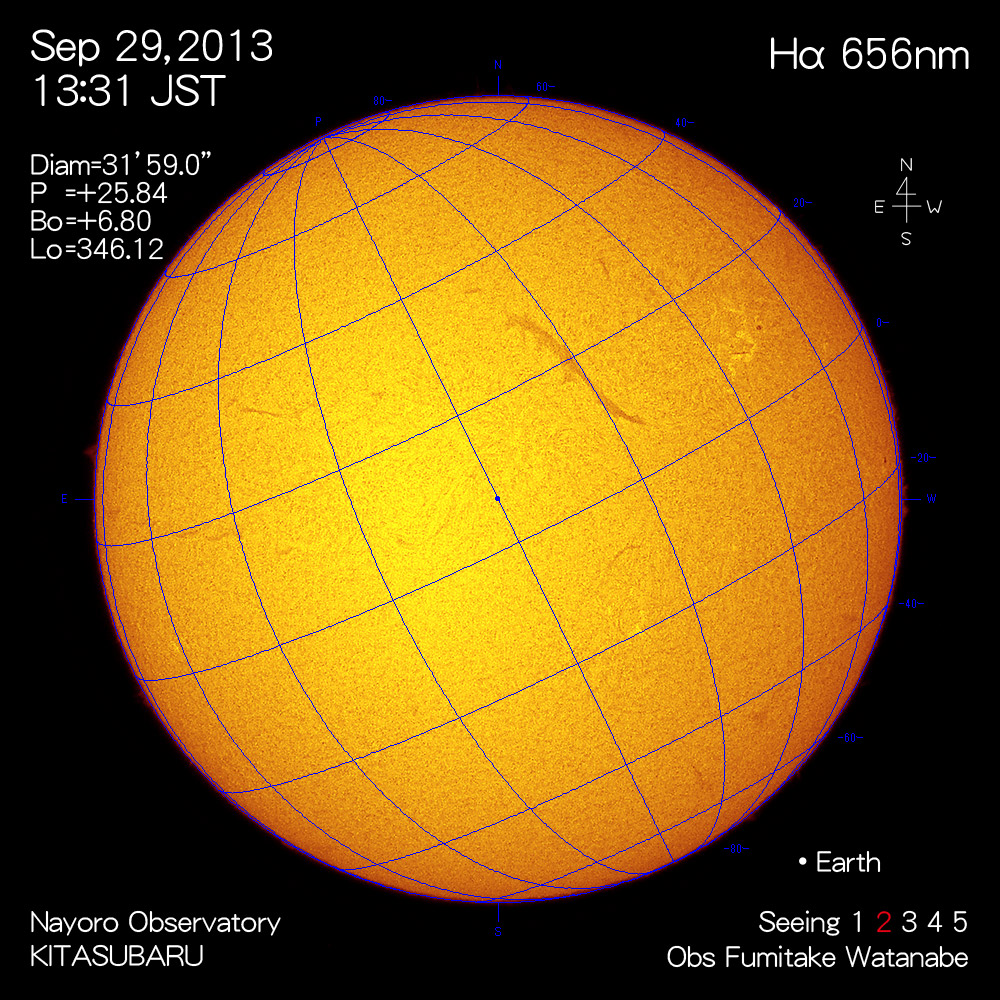 2013年9月29日Hα波長の太陽
