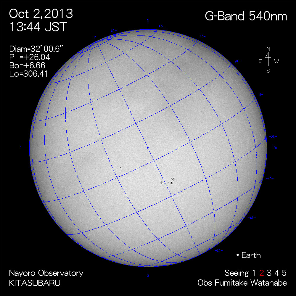 2013年10月2日540nm波長の太陽