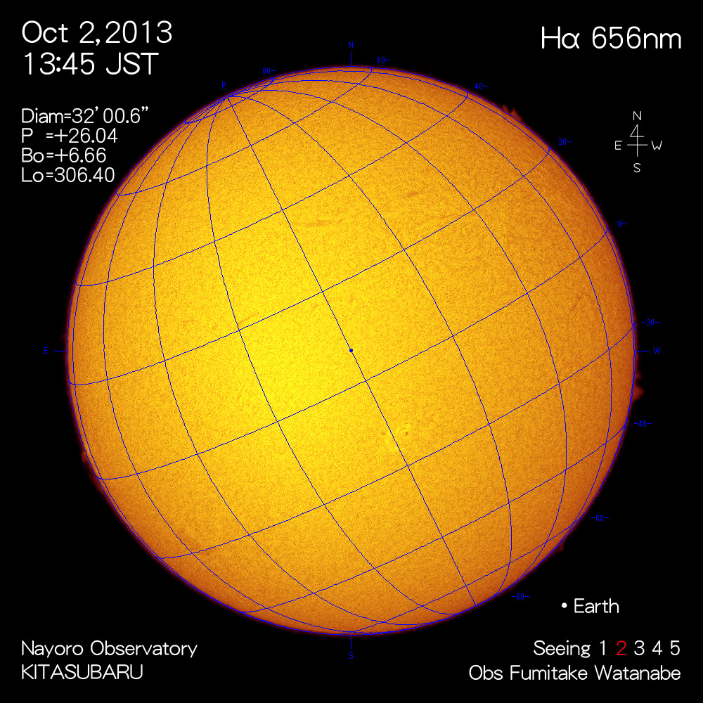 2013年10月2日Hα波長の太陽