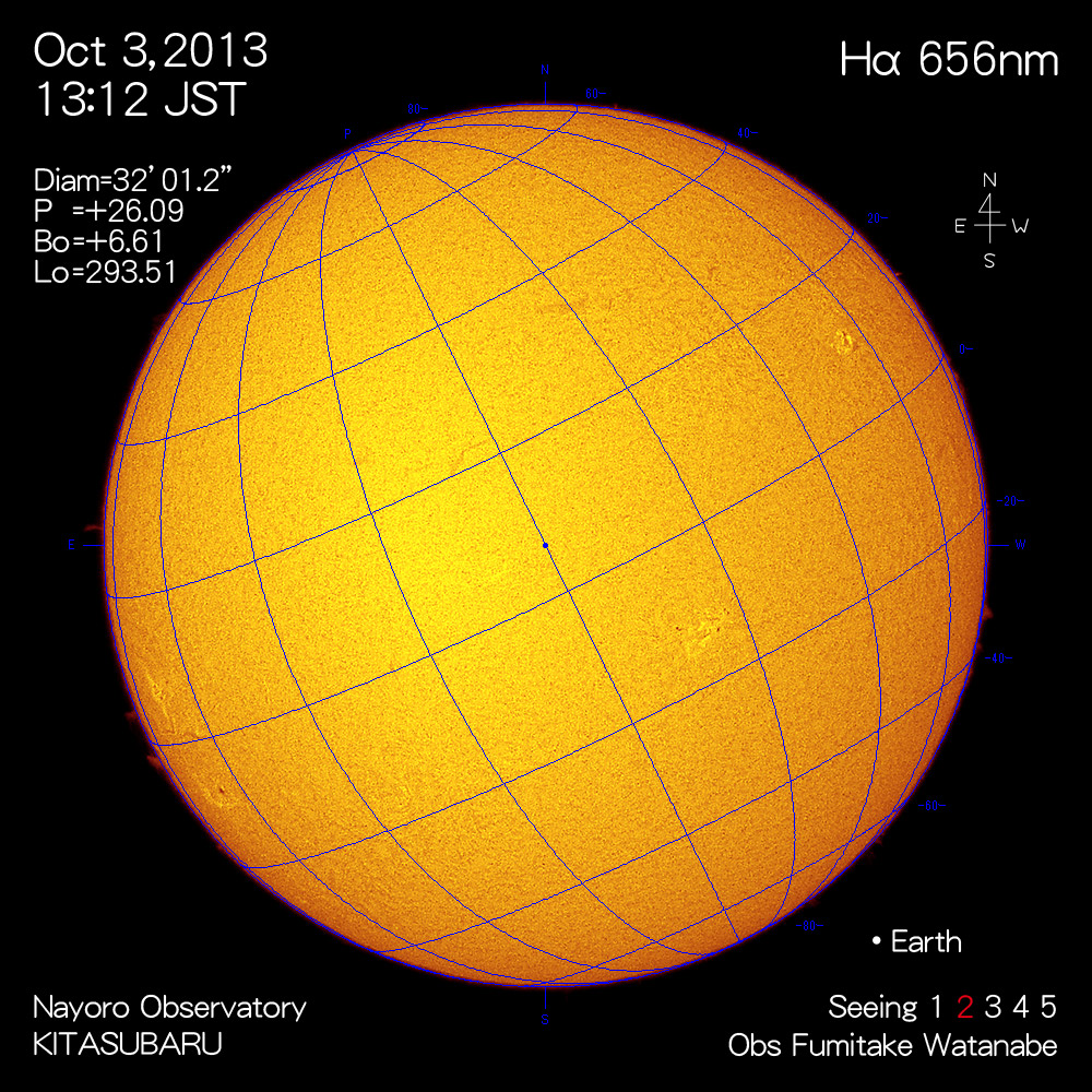 2013年10月3日Hα波長の太陽