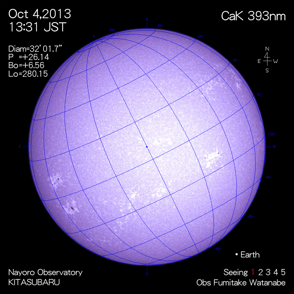 2013年10月4日CaK波長の太陽