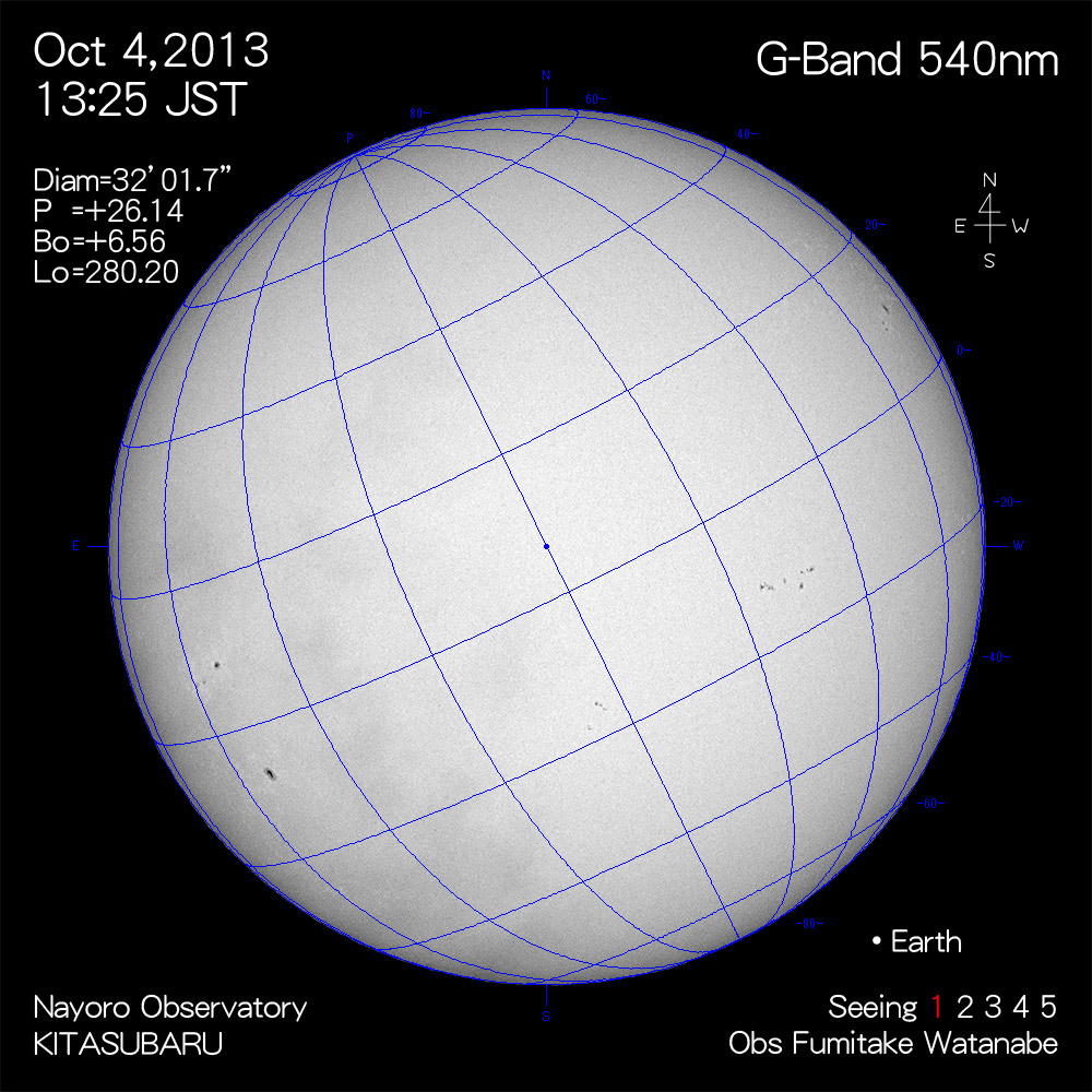 2013年10月4日540nm波長の太陽