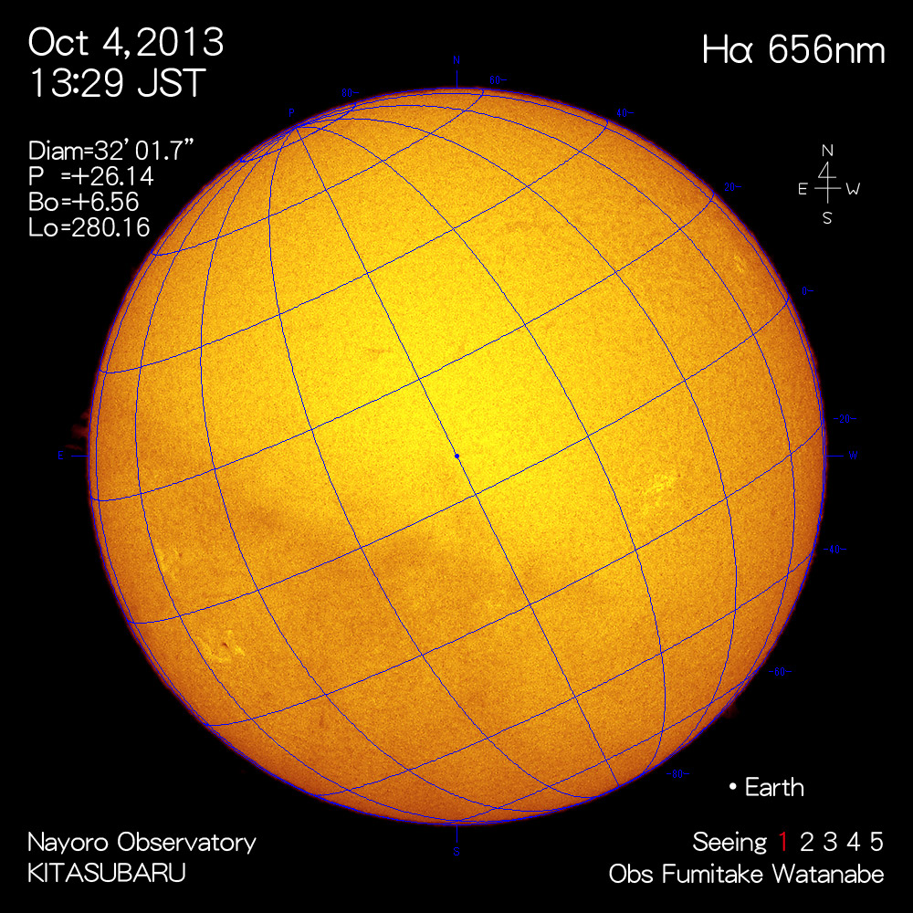 2013年10月4日Hα波長の太陽