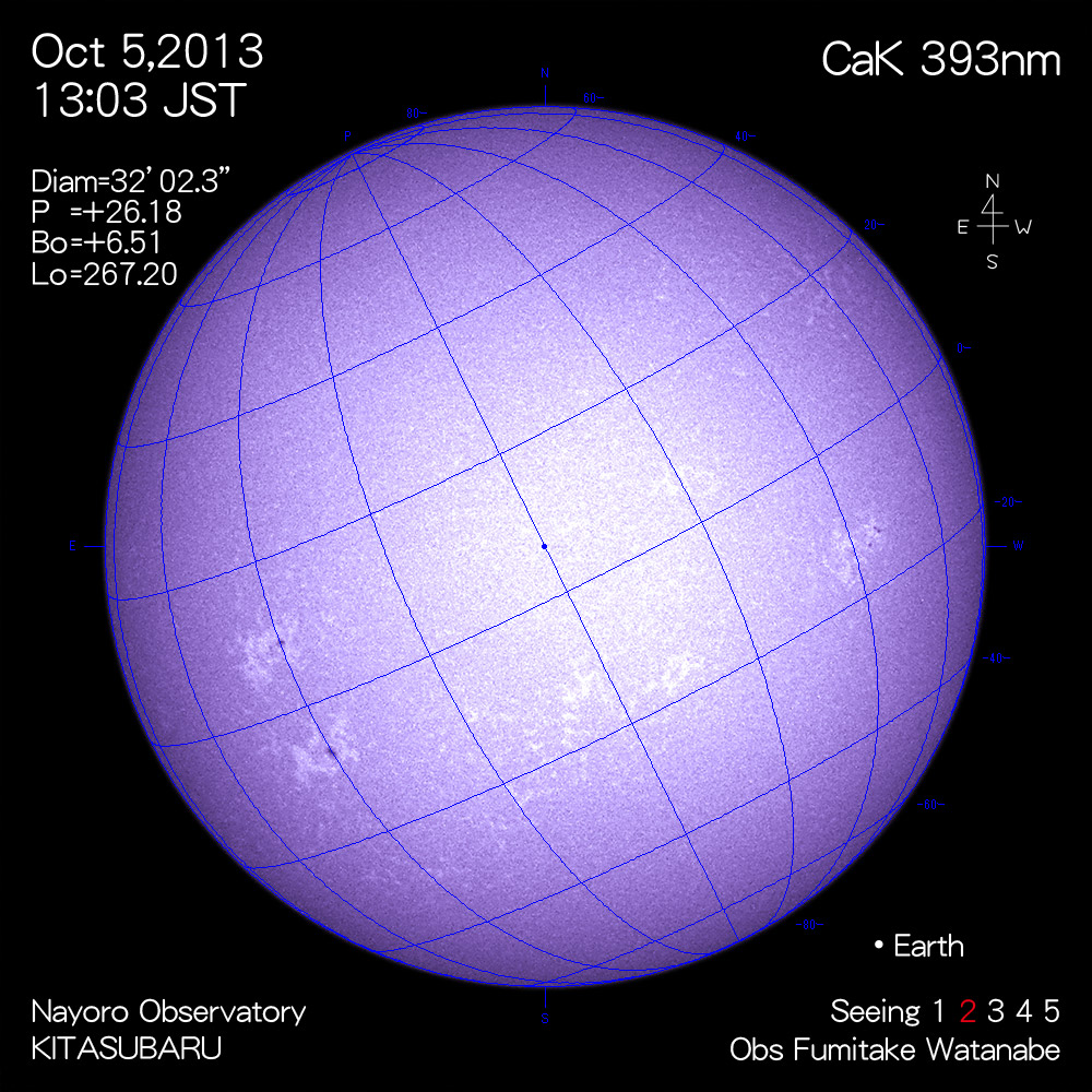 2013年10月5日CaK波長の太陽