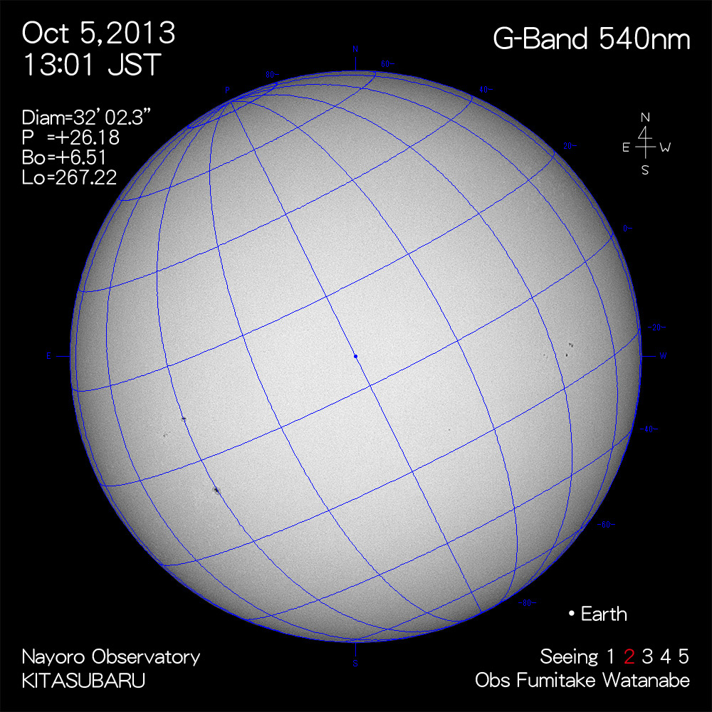 2013年10月5日540nm波長の太陽