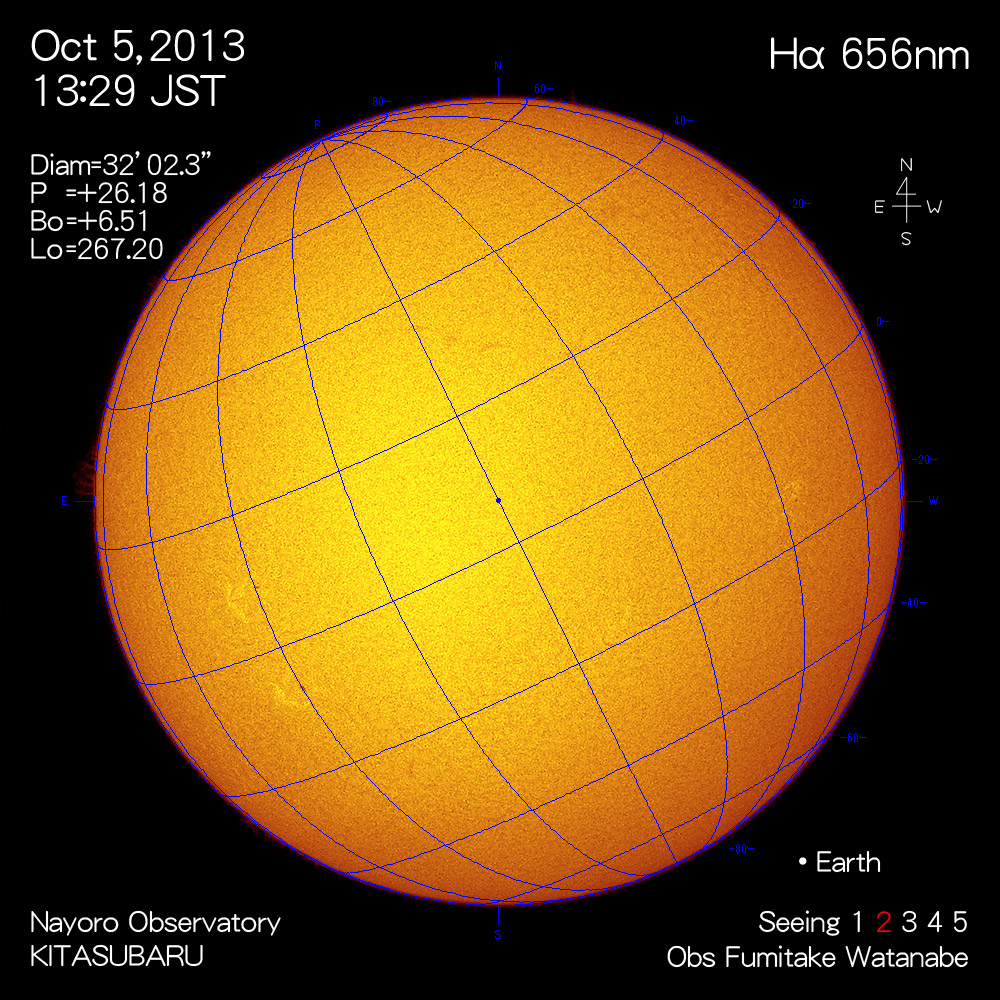 2013年10月5日Hα波長の太陽