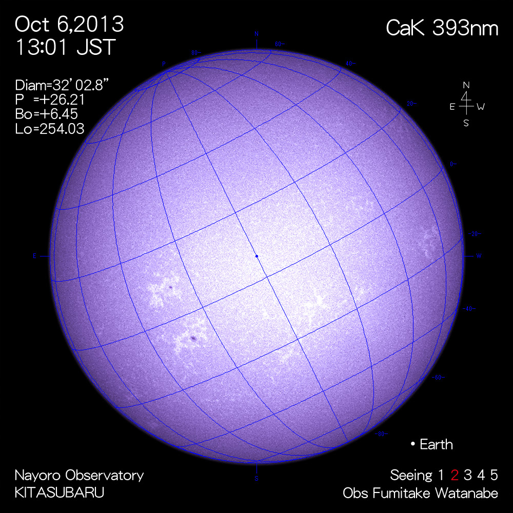 2013年10月6日CaK波長の太陽