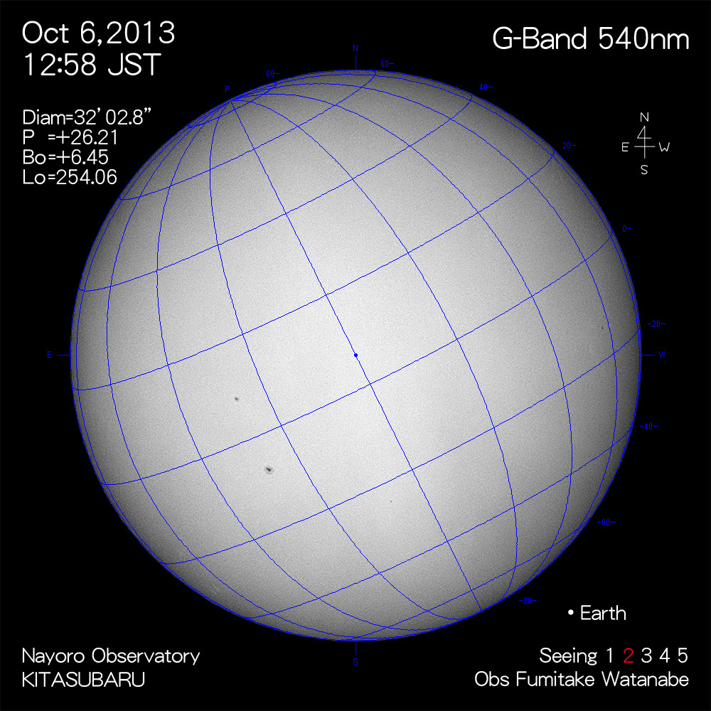 2013年10月6日540nm波長の太陽