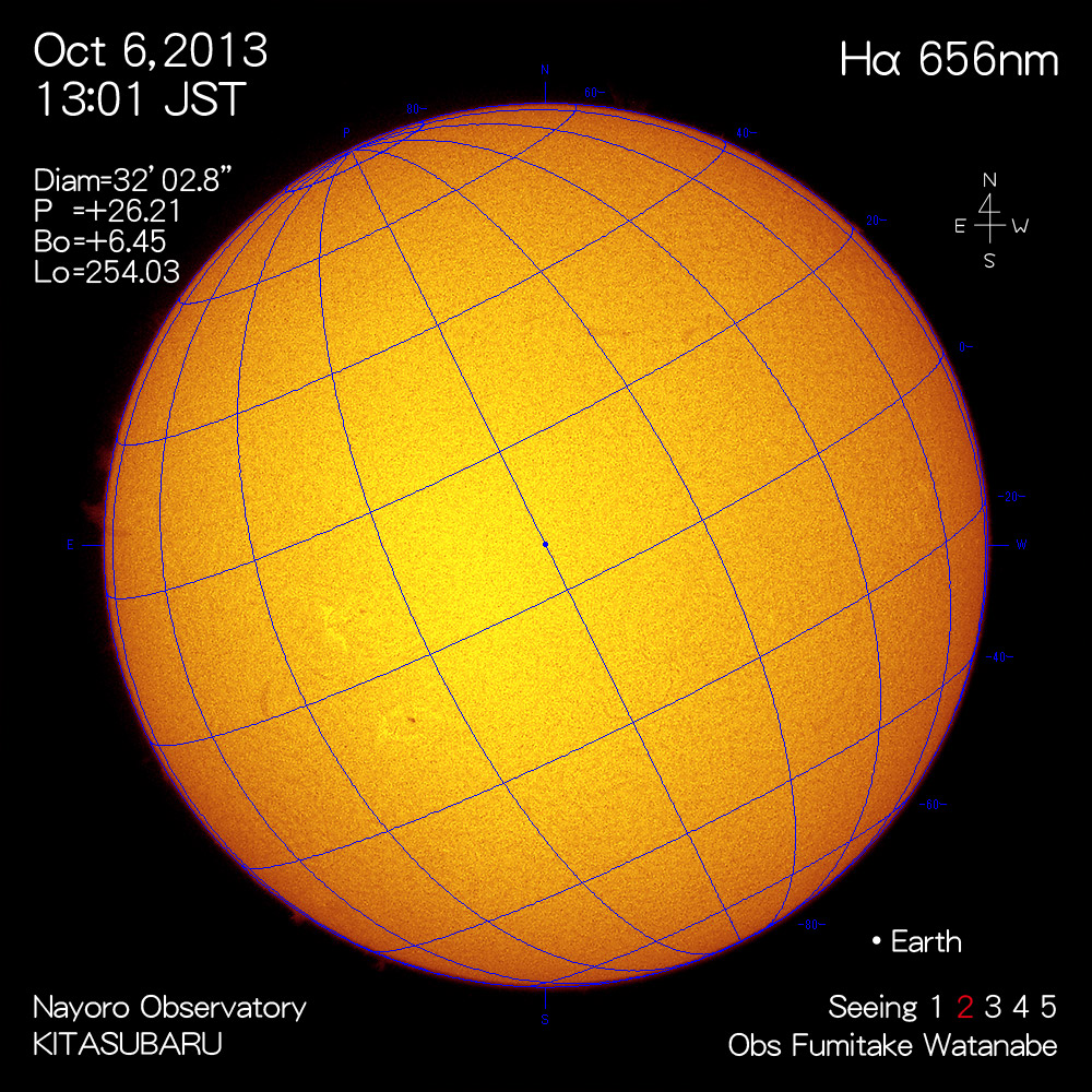 2013年10月6日Hα波長の太陽