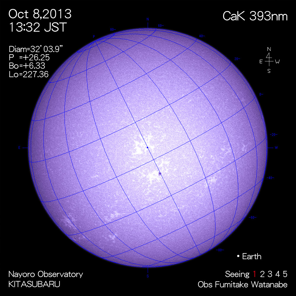 2013年10月8日CaK波長の太陽
