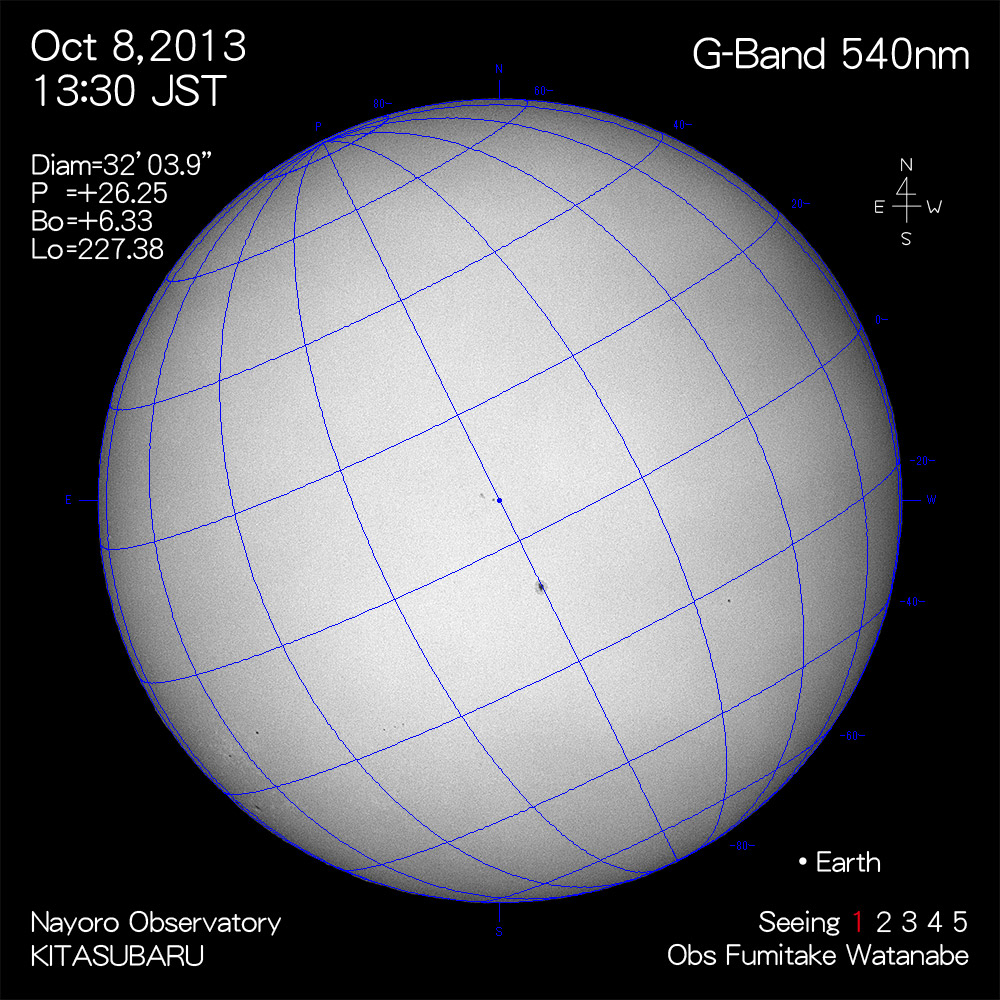 2013年10月8日540nm波長の太陽