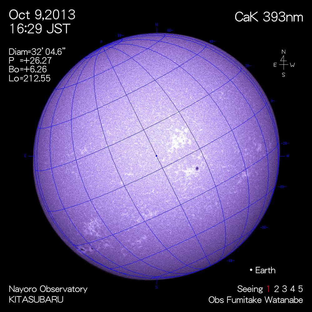 2013年10月9日CaK波長の太陽