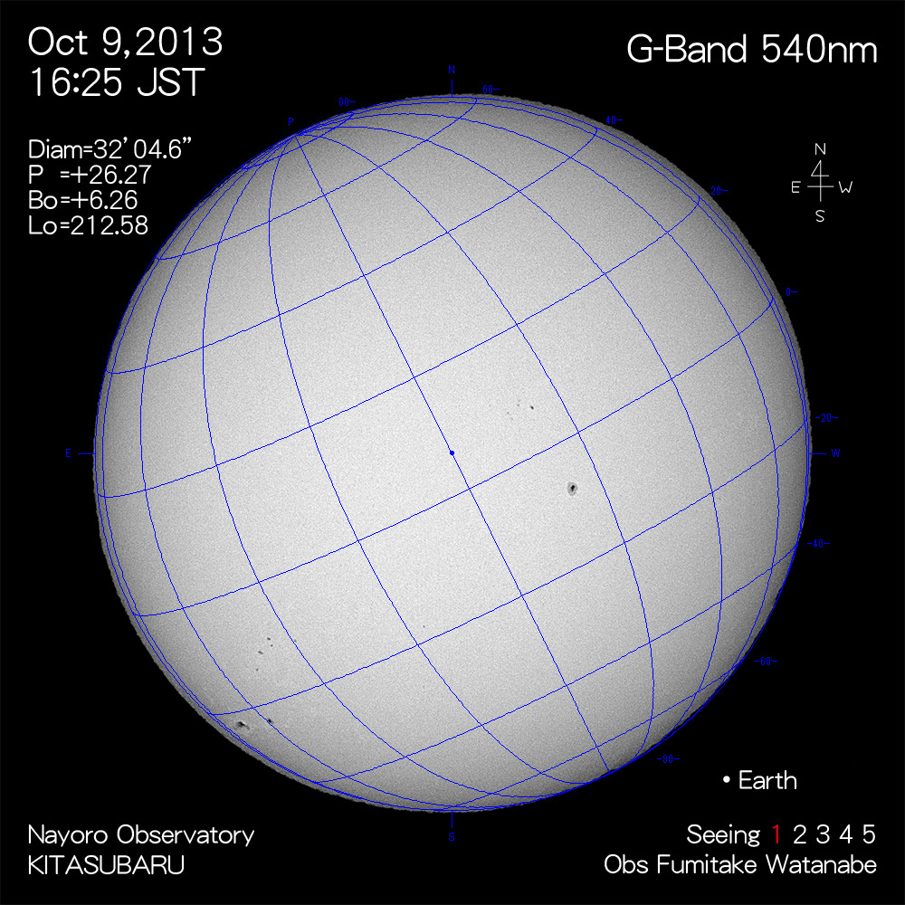 2013年10月9日540nm波長の太陽