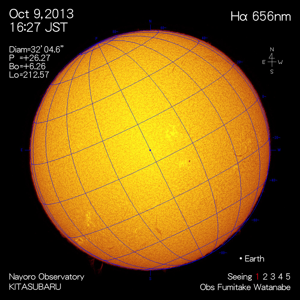 2013年10月9日Hα波長の太陽