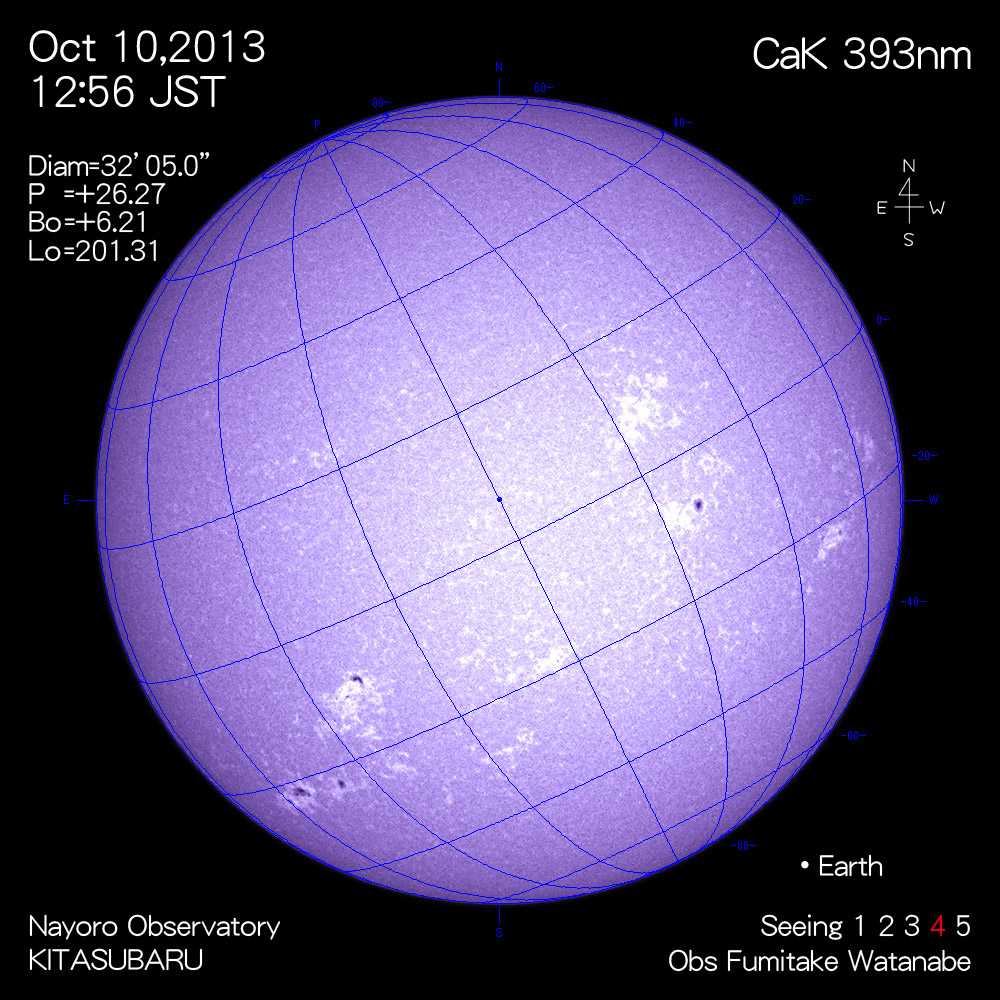 2013年10月10日CaK波長の太陽