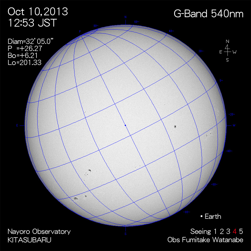 2013年10月10日540nm波長の太陽