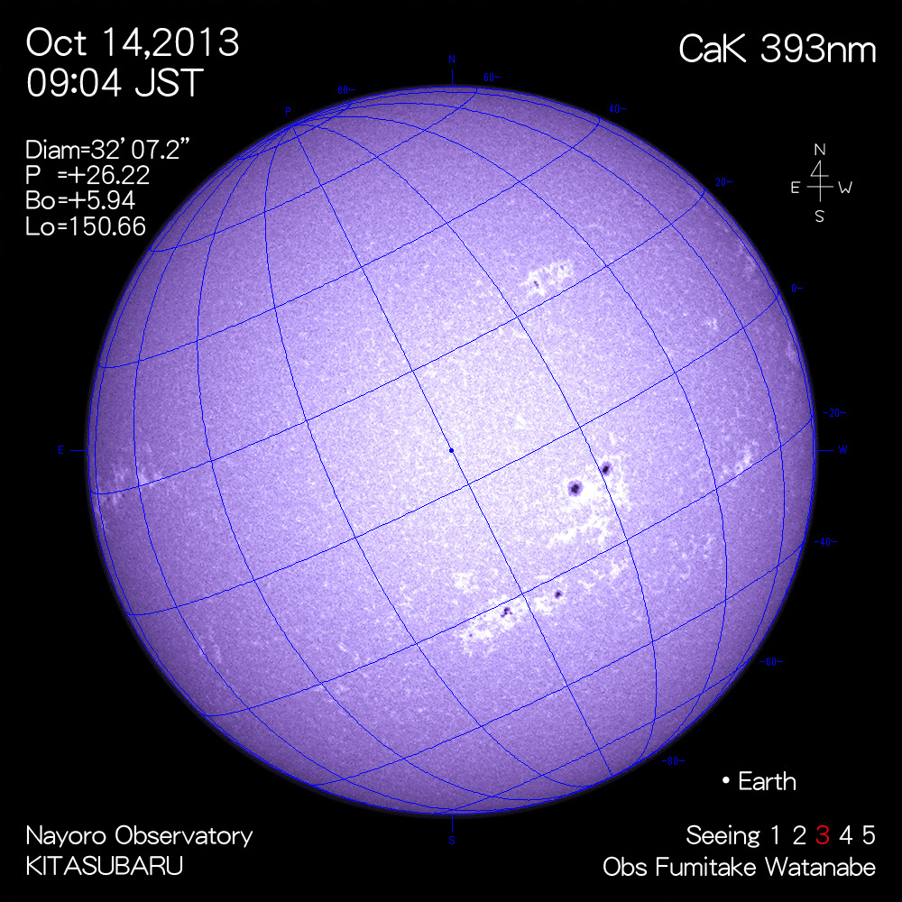 2013年10月14日CaK波長の太陽