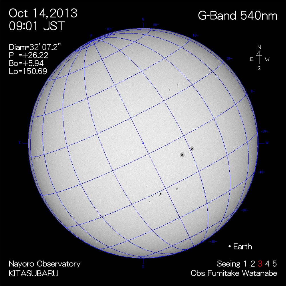 2013年10月14日540nm波長の太陽