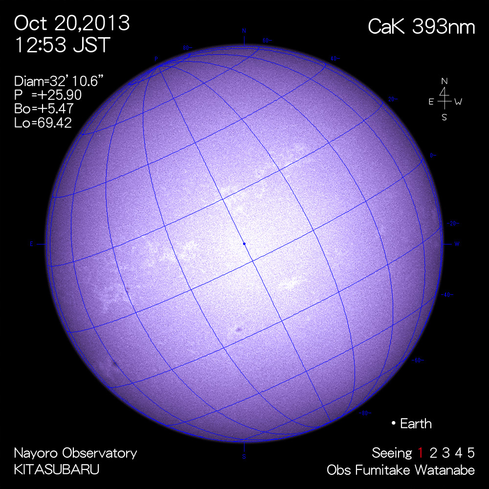 2013年10月20日CaK波長の太陽
