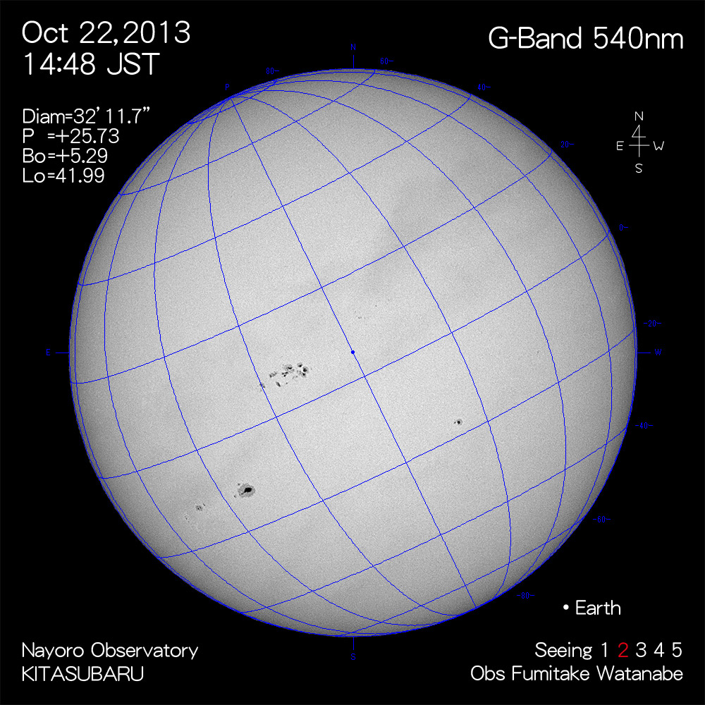2013年10月22日540nm波長の太陽