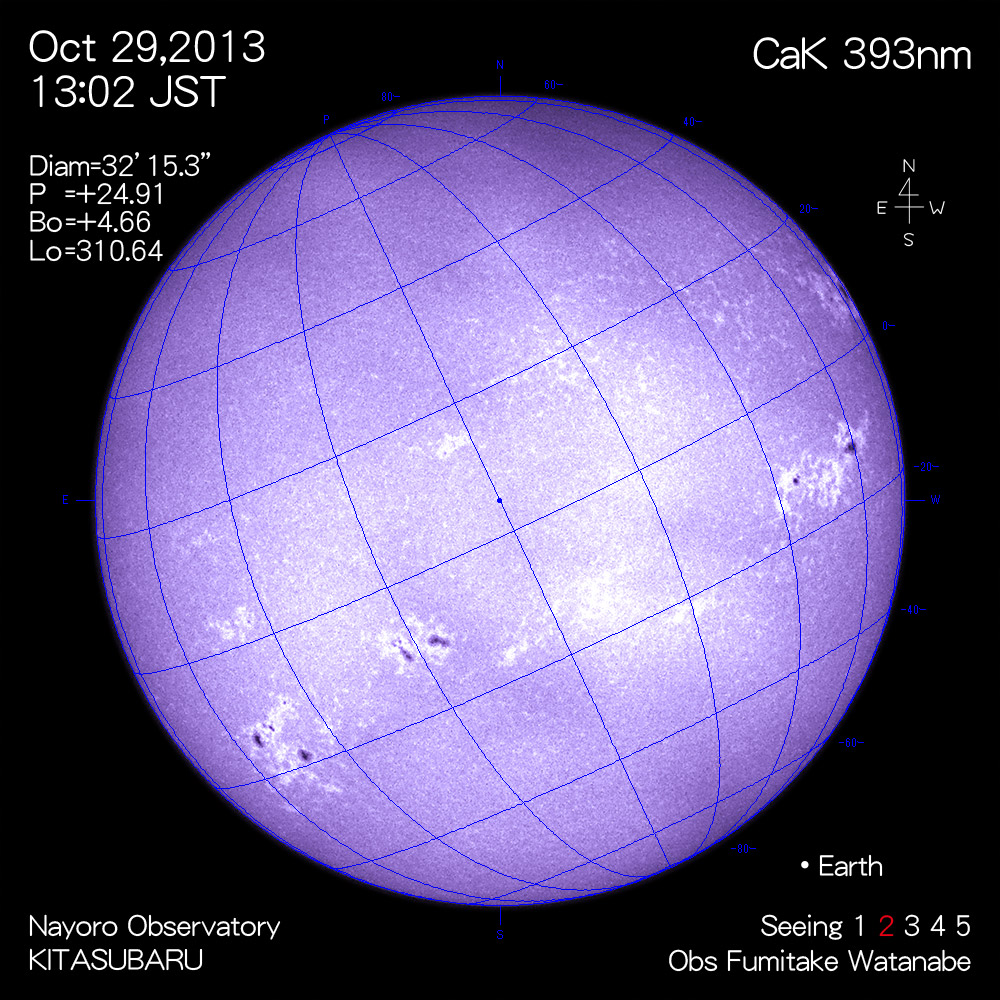 2013年10月29日CaK波長の太陽
