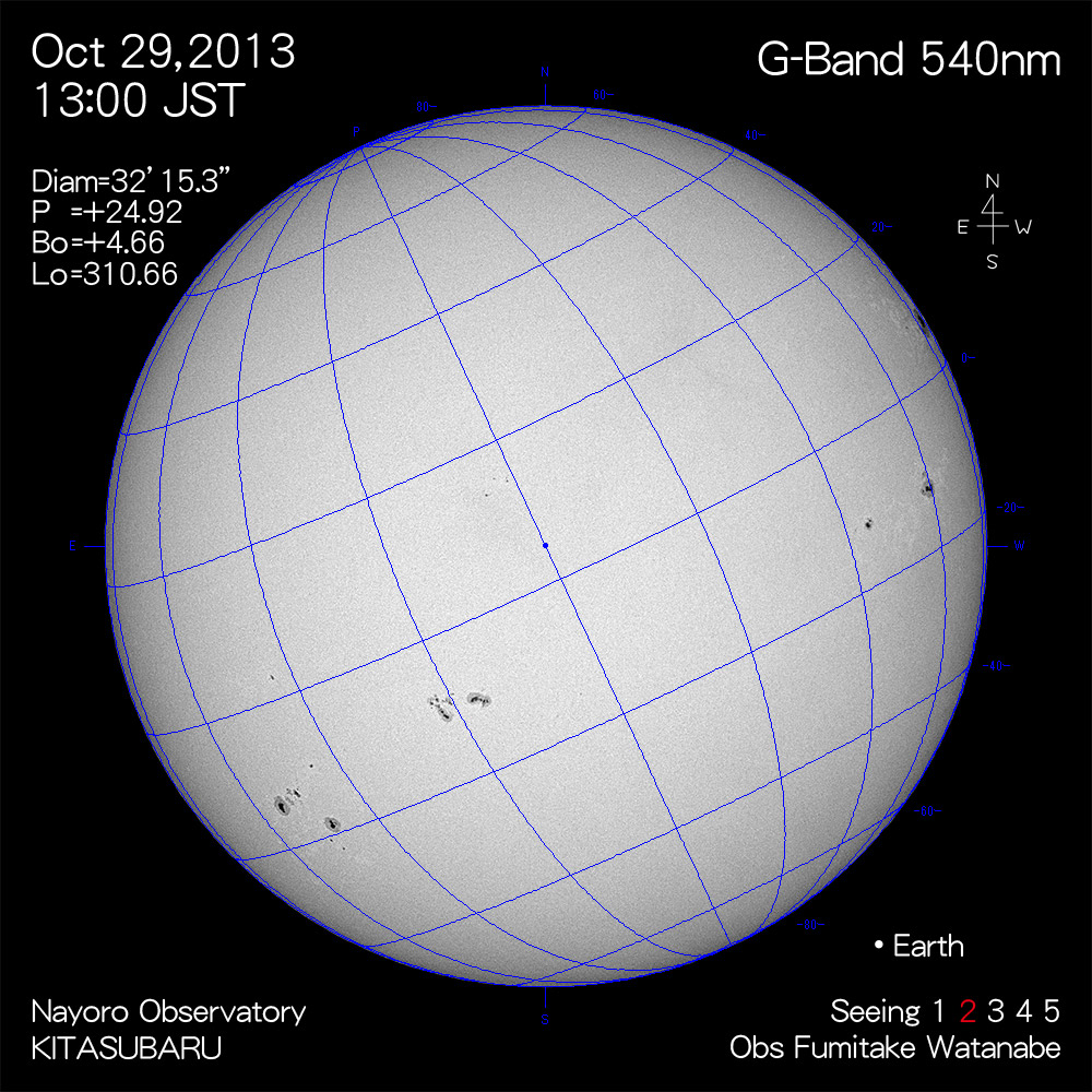 2013年10月29日540nm波長の太陽
