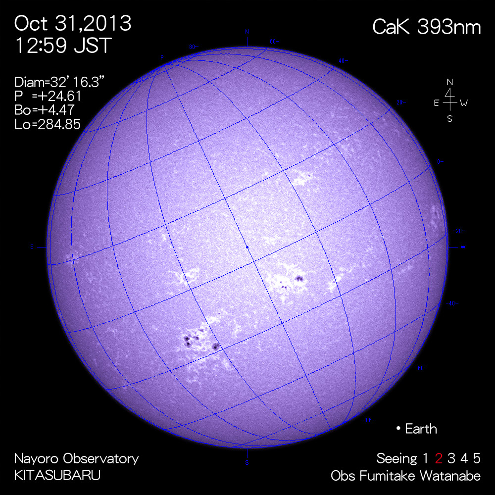 2013年10月31日CaK波長の太陽
