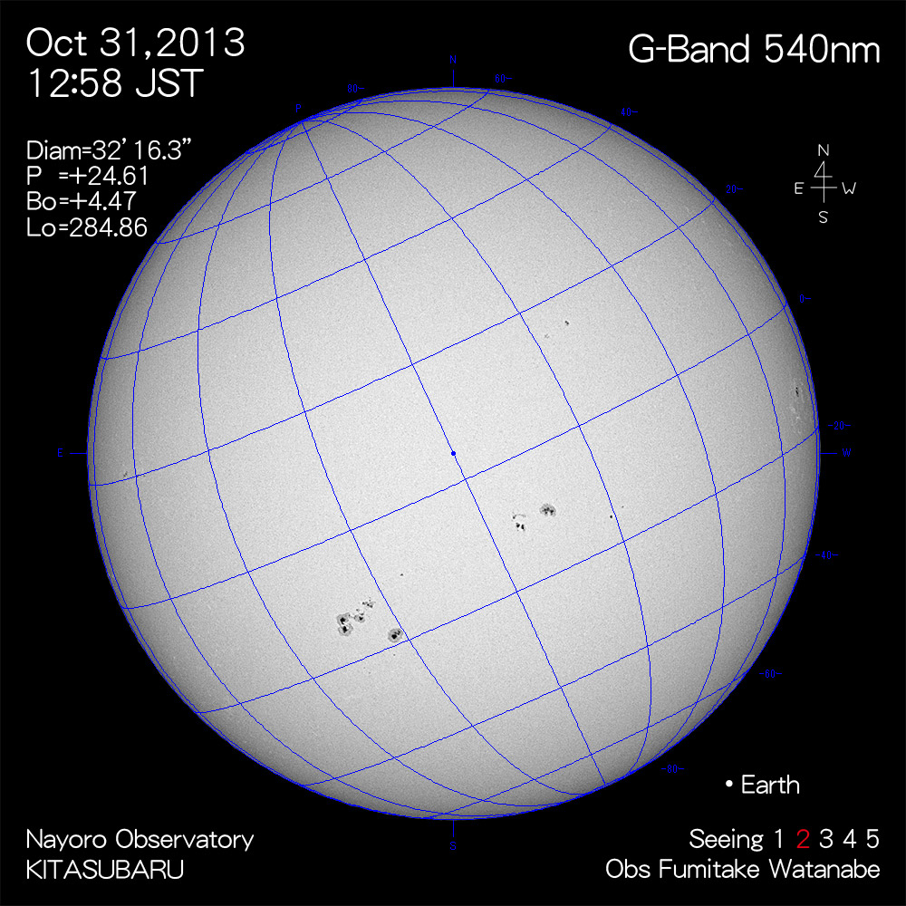 2013年10月31日540nm波長の太陽