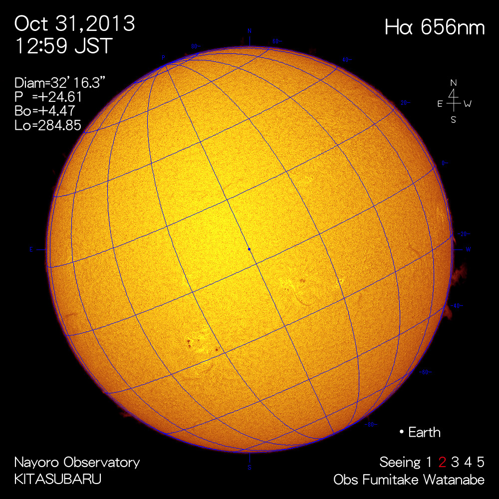 2013年10月31日Hα波長の太陽