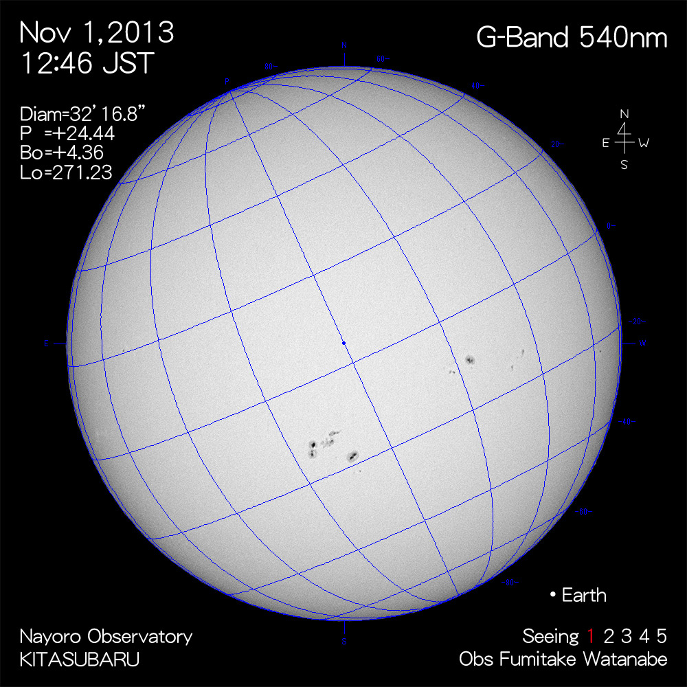 2013年11月1日540nm波長の太陽