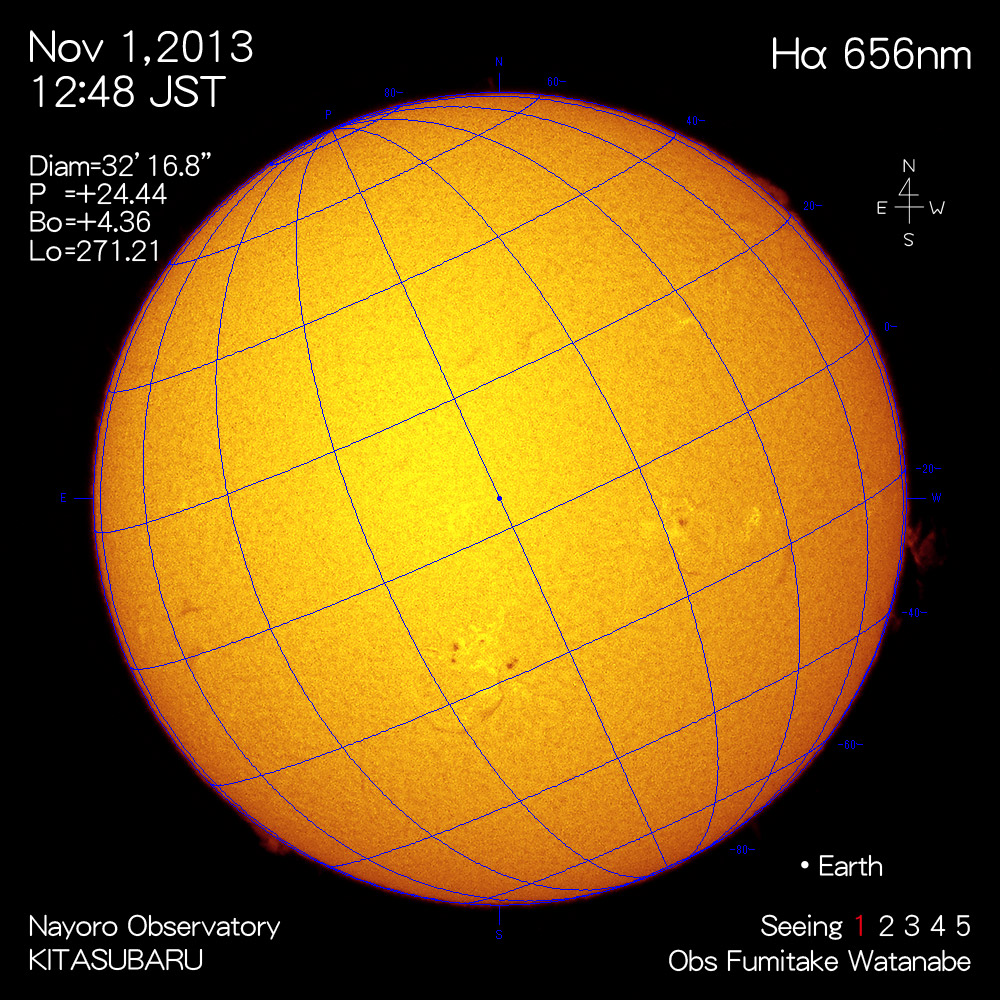 2013年11月1日Hα波長の太陽