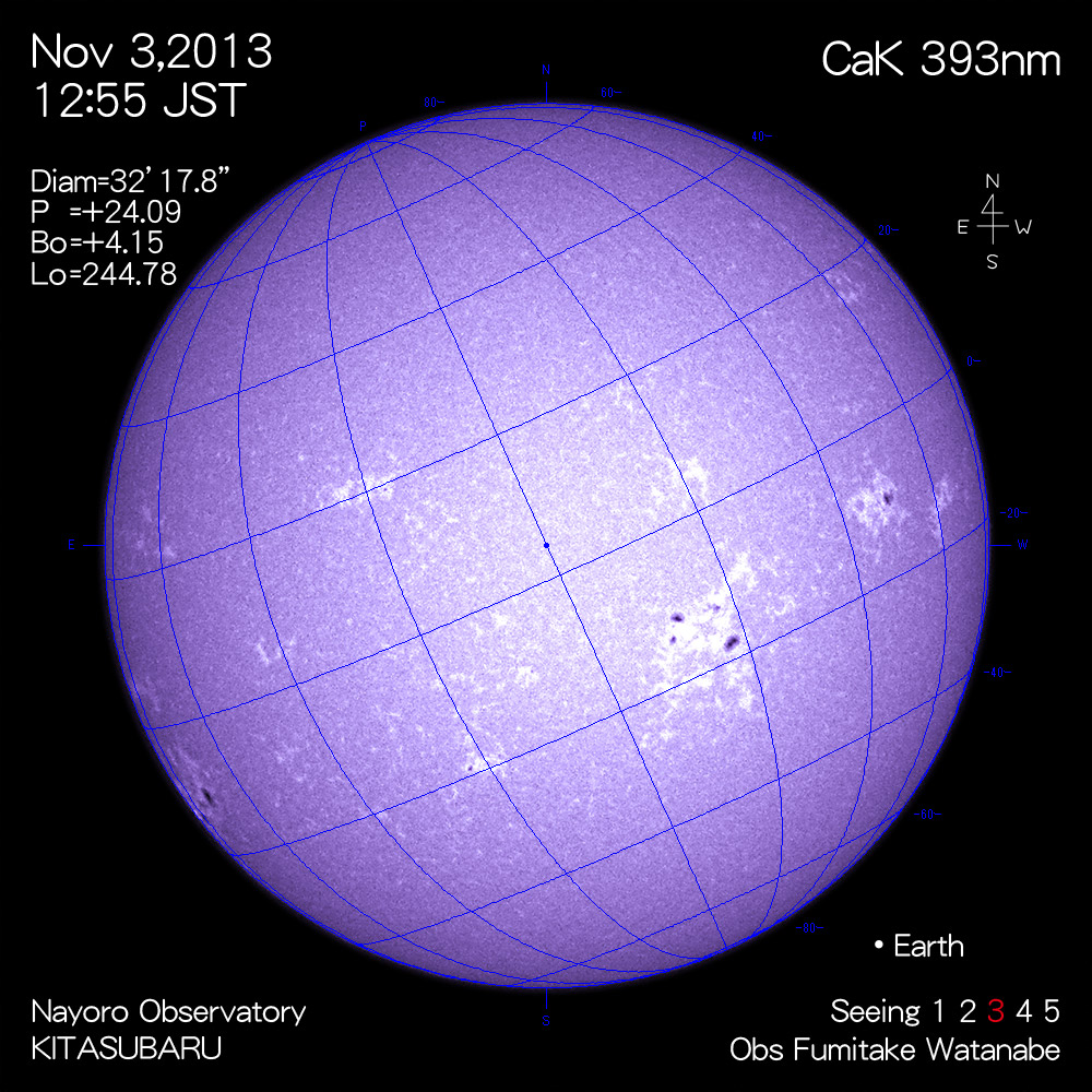 2013年11月3日CaK波長の太陽